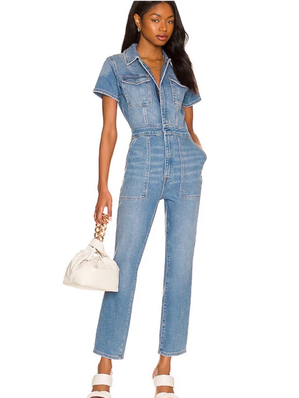 GOOD AMERICAN Fit For Success Denim Jumpsuit